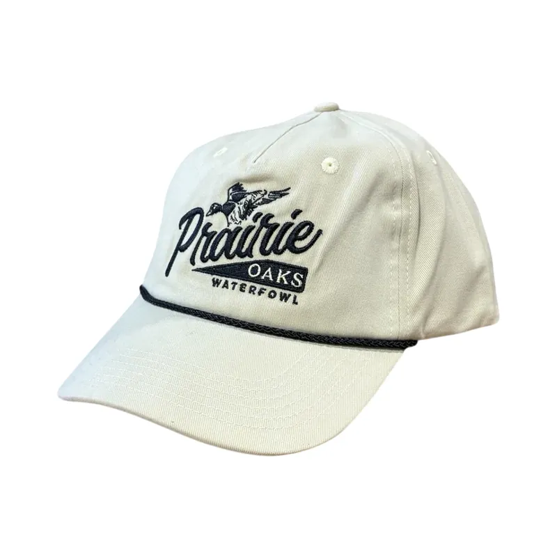 Adult Cream Colored Black Rope Snapback Cap by Prairie Oak