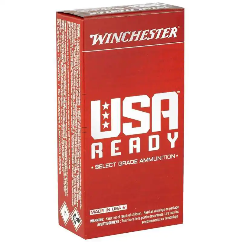Winchester USA Ready 1,190 fps 9mm Luger 115 Grain Full Metal Jacket Flat Nose Handgun Ammunition