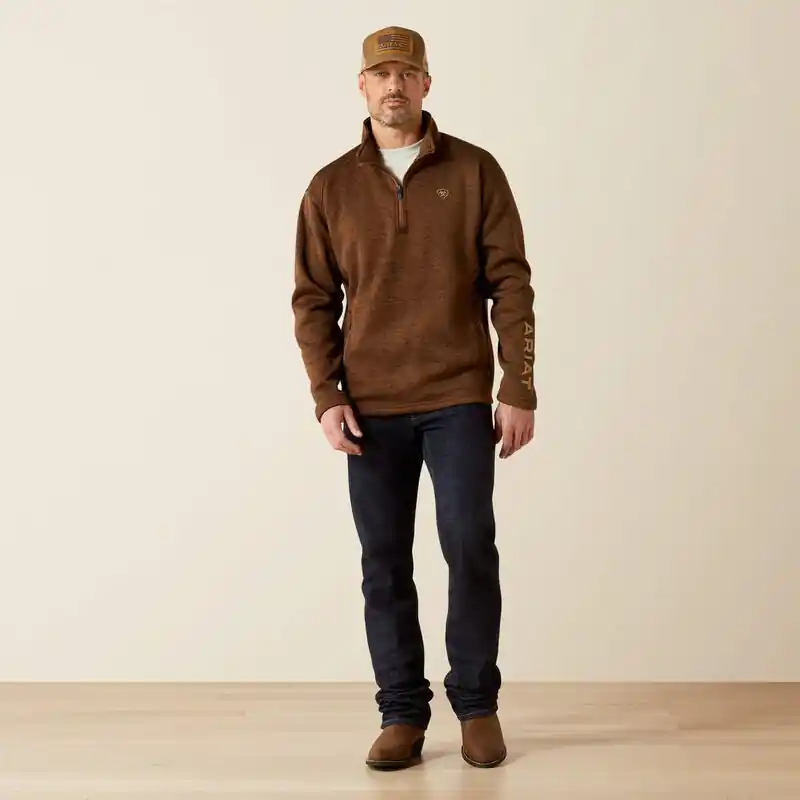 Caldwell Logo 1/4 Zip Sweater in Carafe/Brown