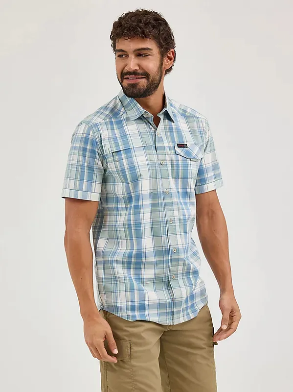 Cedar Zip Pocket Short Sleeve Plaid T Shirt by Wrangler
