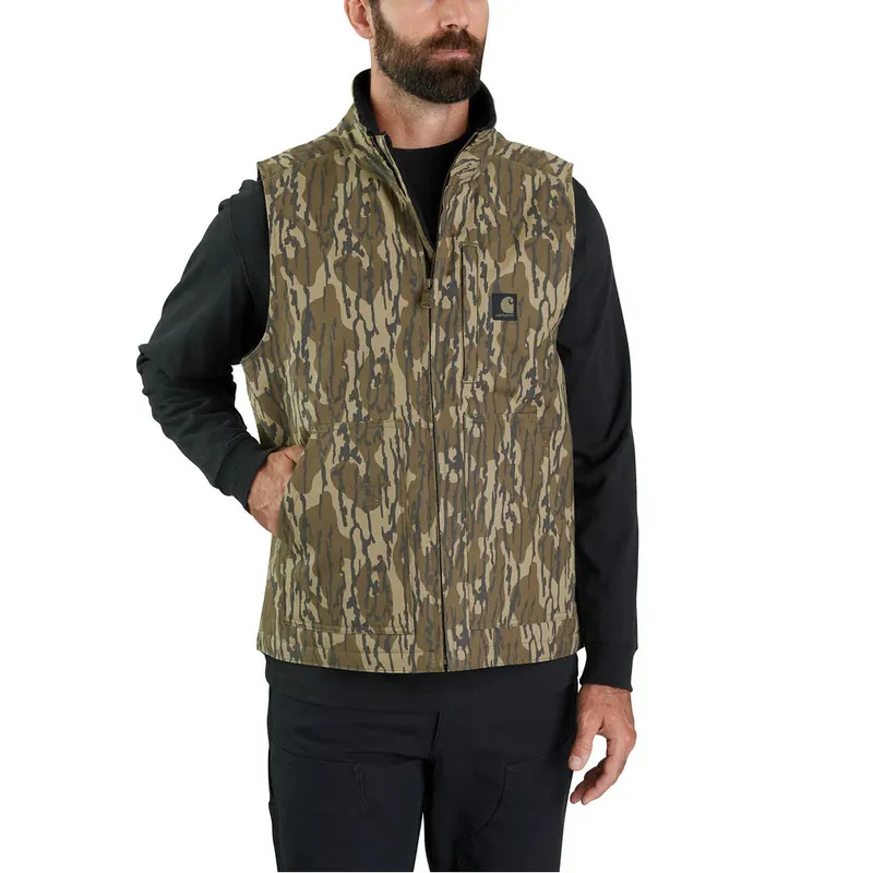 Rugged Flex Duck Loose Fit Sherpa Lined Camo Mock-Neck Vest in Mossy Oak Bottomland by Carhartt