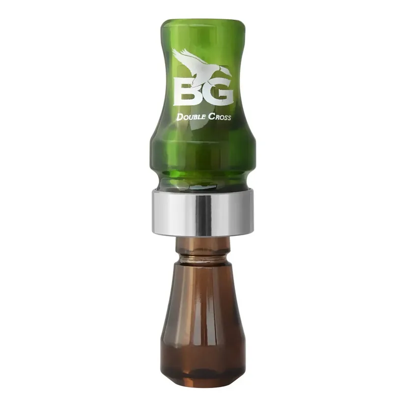 Camo Green and Smoke Double Cross Poly Double Reed Duck Call by Buck Gardner