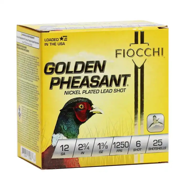Fiocchi Golden Pheasant 1,250 fps 12 Gauge 2-3/4" 1-2/8 oz. 6 Lead Shot Shotgun Ammunition