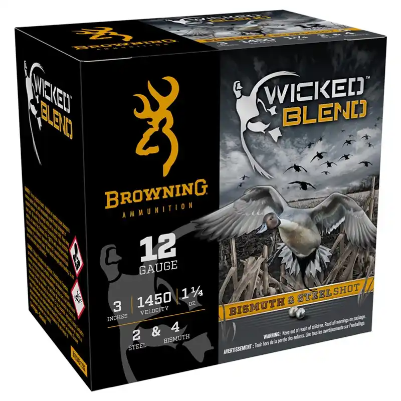 Browning Wicked Blend 1,450 fps 12 Gauge 3" 1-1/4 oz. 2 Steel & 4 Bismuth Shot Shotgun Ammunition