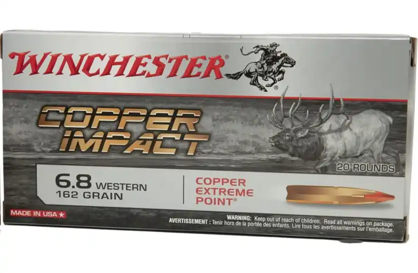 Winchester Copper Impact 2,875 fps 6.8 Western 162 Grain Copper Extreme Point Rifle Ammunition