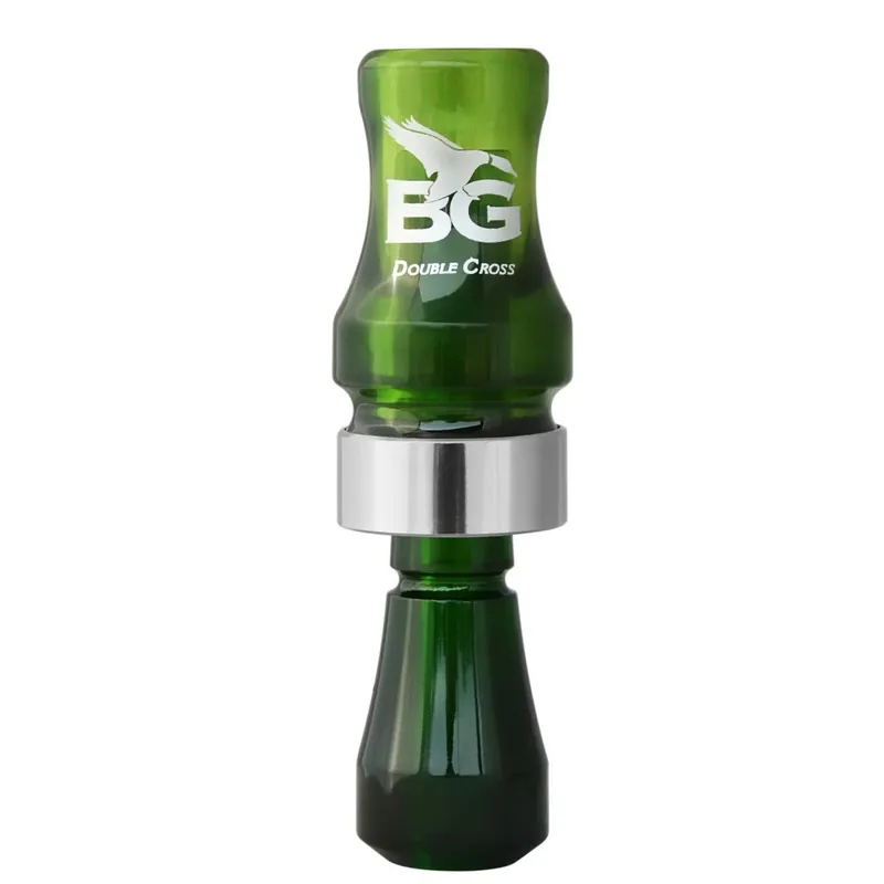Camo Green Double Cross Poly Double Reed Duck Call by Buck Gardner