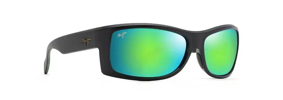 Equator Sunglasses with Matte Black with Olive Interior Frame and MAUIGreen® Lens by Maui Jim
