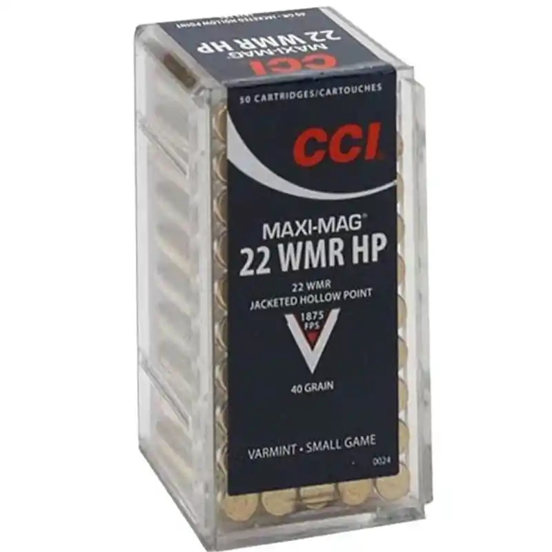 CCI Maxi Mag 1,875 fps 22 Winchester Magnum Rimfire 40 Grain Jacketed Hollow Point Rimfire Ammunition