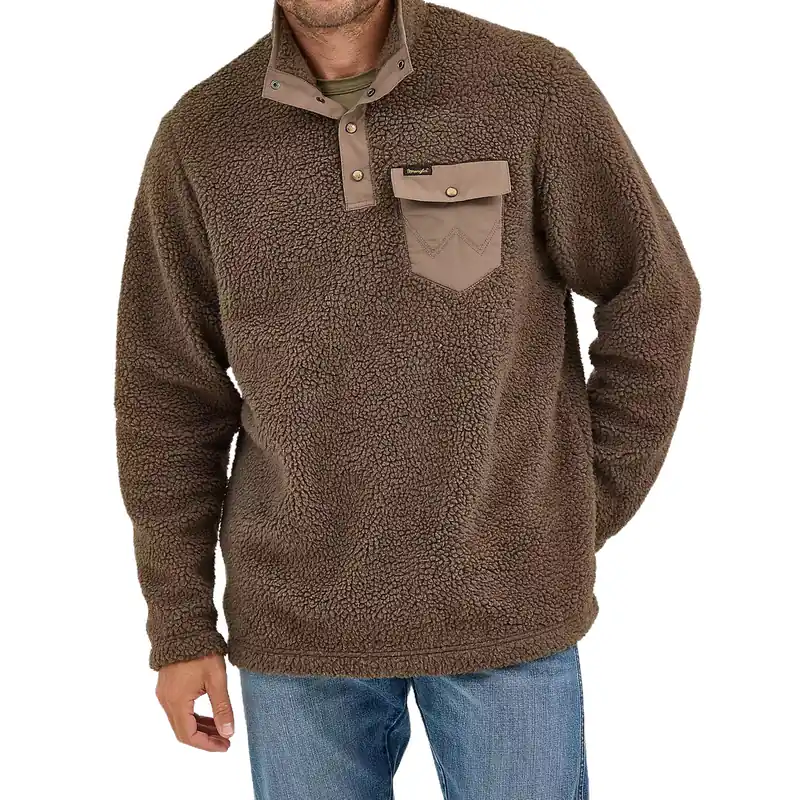 Men‘s Quarter Snap Long Sleeve Sherpa Fleece Pullover by Wrangler