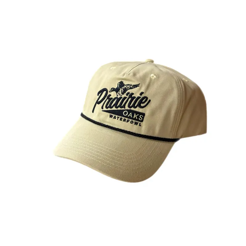 Black Rope Snapback Hat in Cream by Prarie Oaks Waterfowl