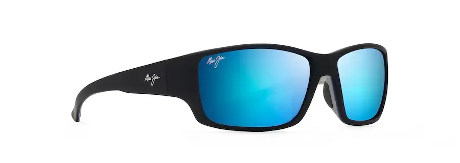 Local Kine Sunglasses in Soft Black with Sea Blue and Grey Frame and Blue Hawaii Lens by Maui Jim