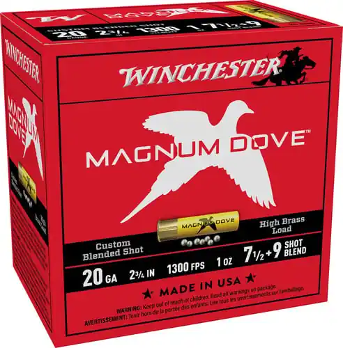 Winchester Magnum Dove 1300fps 20 Gauge 2-3/4" 1oz 7.5+9 blended Shotgun Ammunition