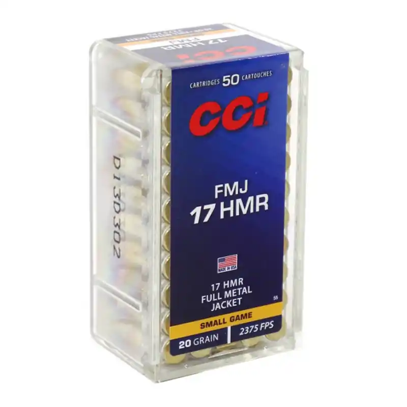 CCI 2,375 fps 17 Hornady Magnum Rimfire 20 Grain Full Metal Jacket Small Game Rimfire Ammunition