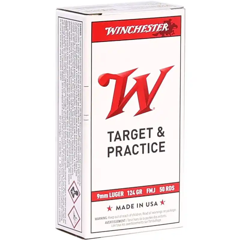 Winchester USA Target & Practice 1,140 fps 9mm Luger 124 Grain Full Metal Jacket Handgun Ammunition