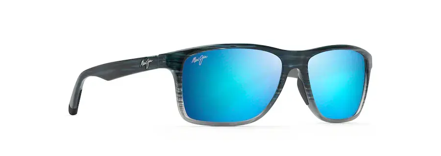 Onshore Sunglasses with Blue Black Stripe Fade Frame and Blue Hawaii Lens by Maui Jim