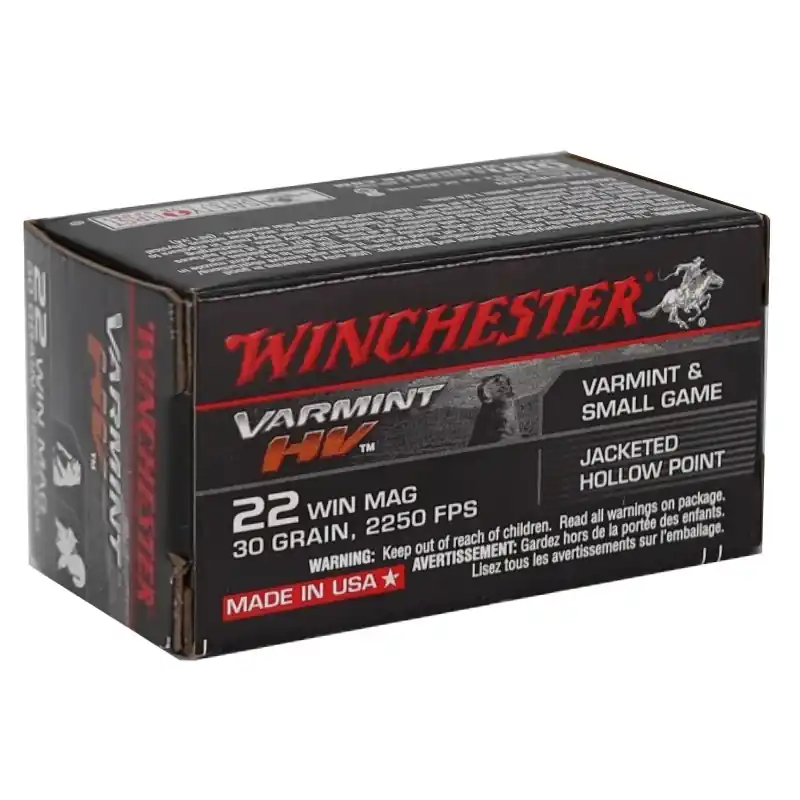 Winchester Varmint High Velocity 2,250 fps 22 WMR 30 Grain Jacketed Hollow Point Rimfire Ammunition