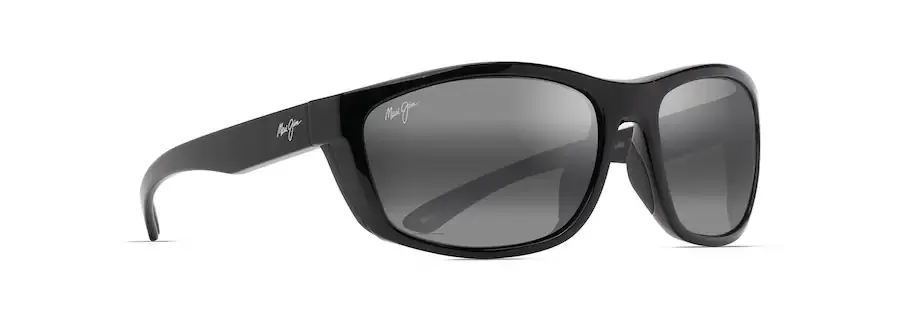 Nuu Landing Sunglasses Black Gloss with Black Rubber Frame Neutral Grey Lens by Maui Jim