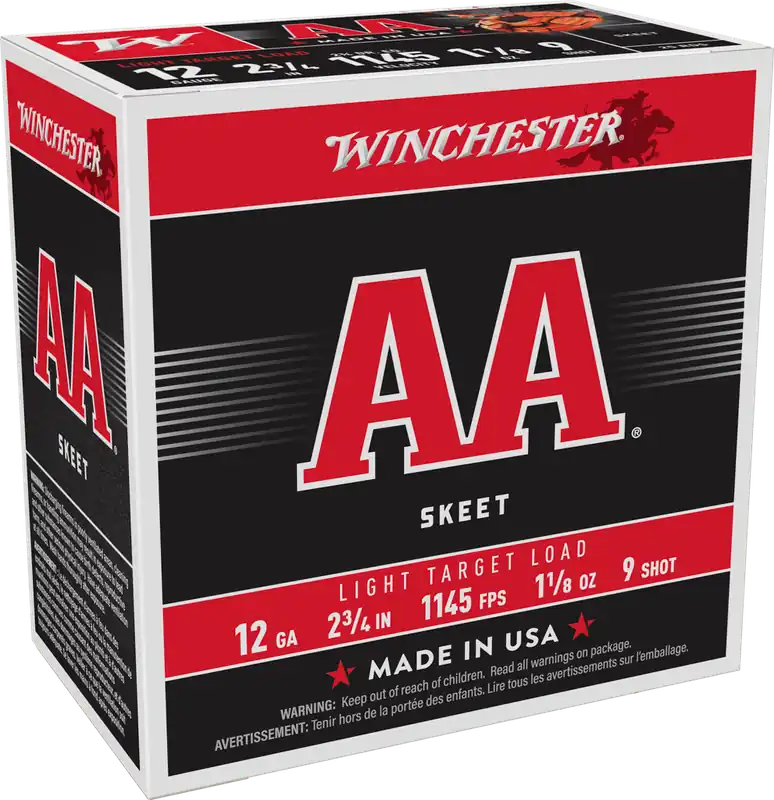 Winchester AA 1145fps 12ga 2-3/4" 1-1/8oz 9 Shot Light Target Load Shotgun Ammunition