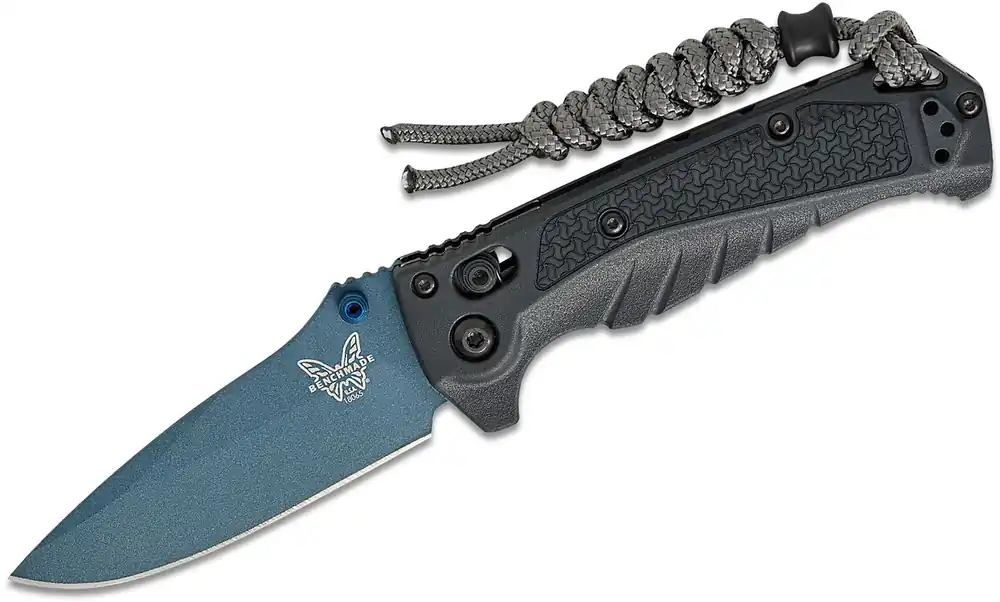 Tempest Gray Grivory & Blue Cerakote Mini Adira 3.21" Blade Folding Knife by Benchmade