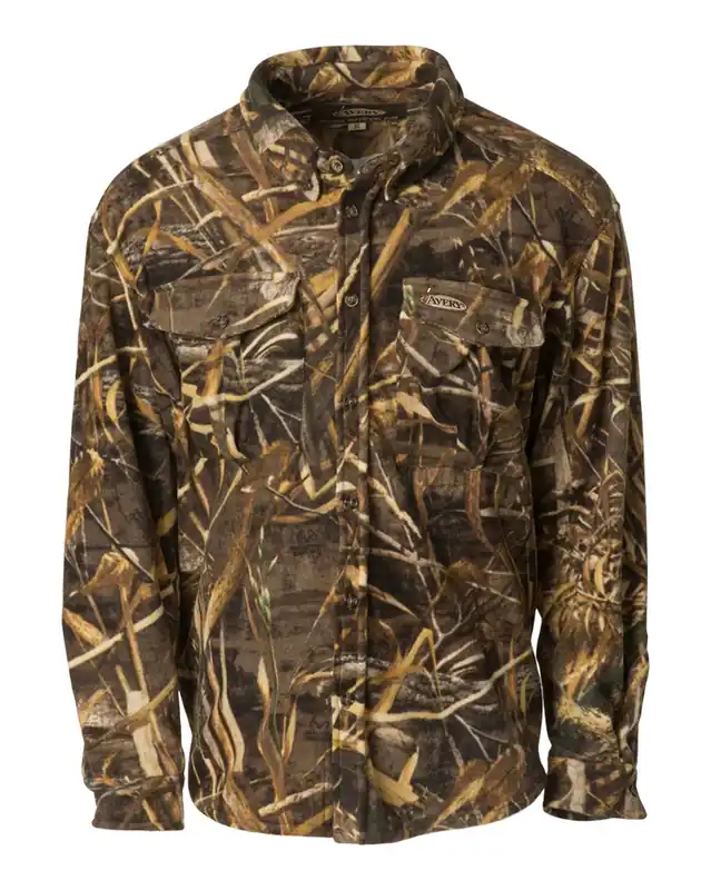 Men‘s Tec Fleece Midweight Long Sleeve Button Up Shirt Jacket by Avery