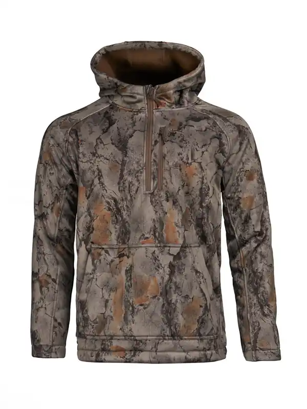 Mid-Weight Quarter Zip Camo Layering Hoodie by Natural Gear