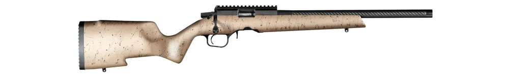 Christensen Ranger 22 WMR Bolt Action Rifle with Tan and Black Webbed Stock