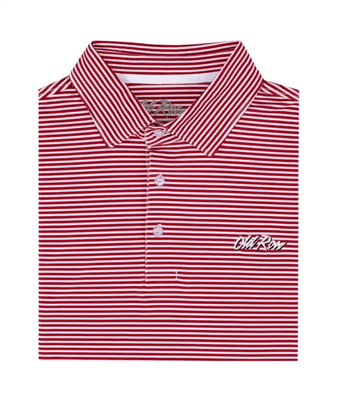 Striped Polo Shirt in Red by Old Row