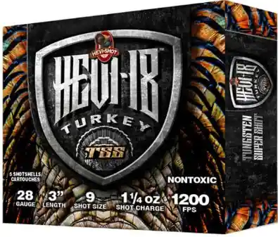 Hevi-Shot Hevi-18 TSS 1200fps 28ga 3" 1-1/4oz 9 Shot Turkey Hunting Shotgun Ammunition