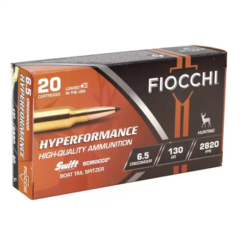 Fiocchi Hyperformance 2,820 fps 6.5 Creedmoor 130 Grain Swift Scirocco Boat Tail Spitzer Rifle Ammunition