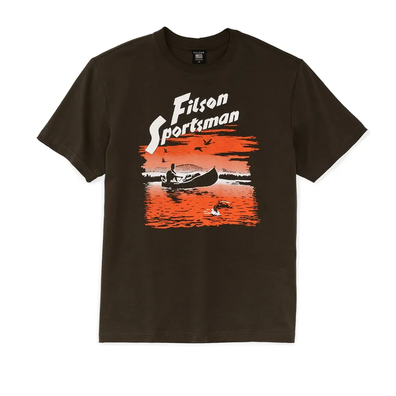 Men‘s Short Sleeve Pioneer Graphic T-shirt - Coffee/Canoe - Medium