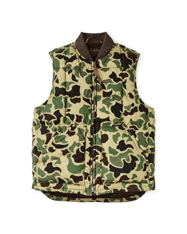 Men‘s Waxed Down Vest - Tundra Shrub Camo - Medium