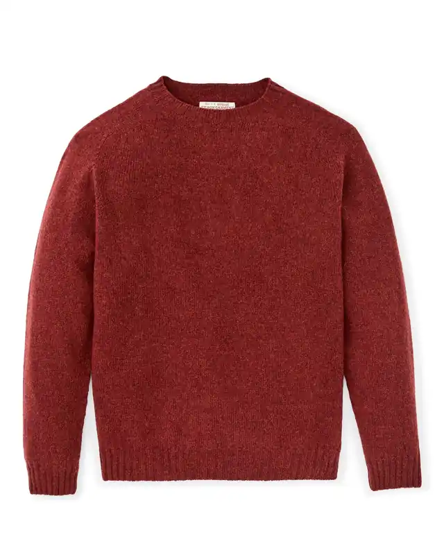 Men‘s Shetland 5-gauge Wool Sweater - Russet - Large