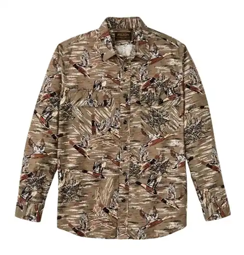 Men‘s Field Flannel Shirt - Brown/Marsh Mallards - Large