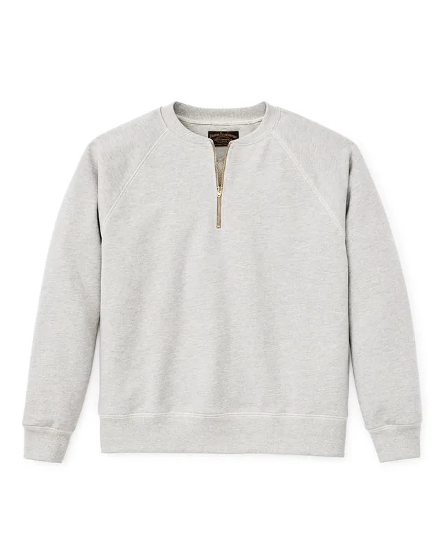 Men‘s Quarter-zip Terry Sweatshirt - Heather Gray - Large