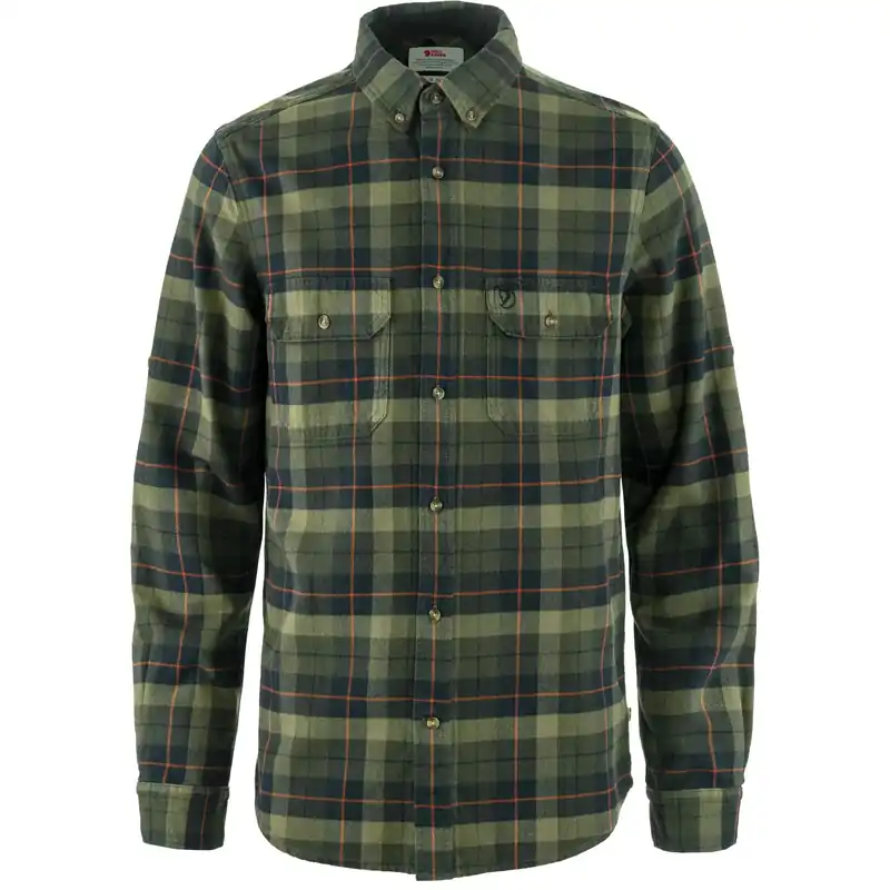 Men‘s Singi Heavy Flannel Shirt - Black/Deep Forest - XS