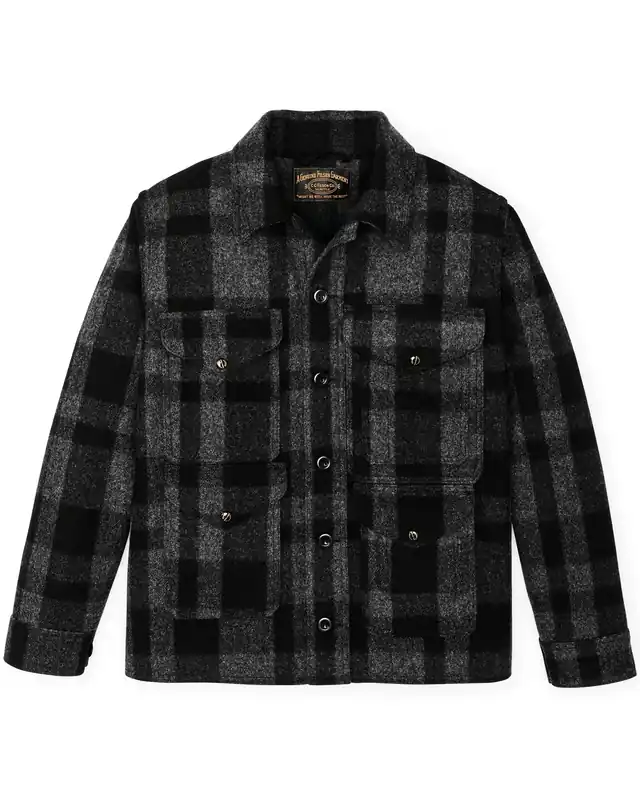 Men‘s 1940s Mackinaw Wool Cruiser - Charcoal/Black Heritage Plaid - XL