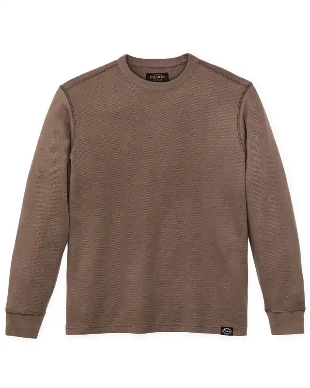 Men‘s Waffle Knit Thermal Crewneck - Brown - XL