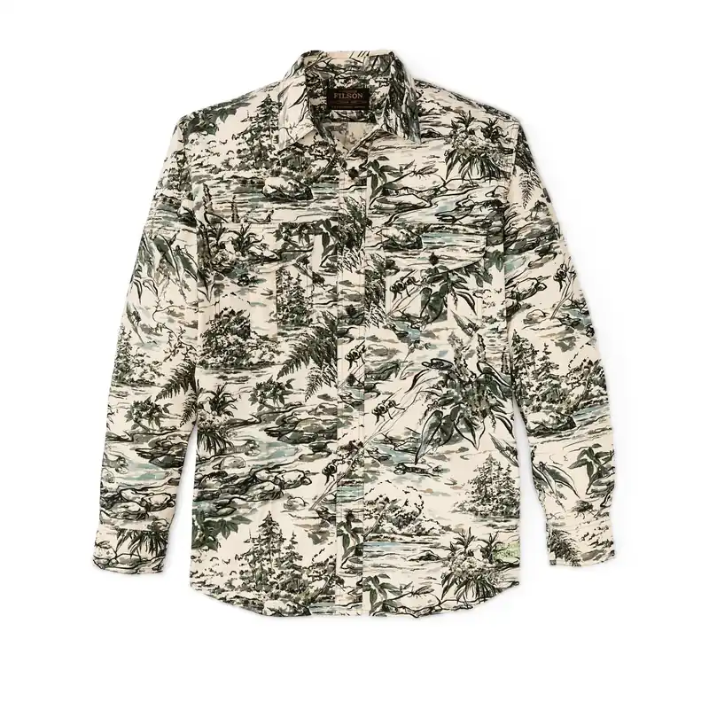 Men‘s X Housefly Washed Feather Cloth Shirt - Khaki/Scenic - Large
