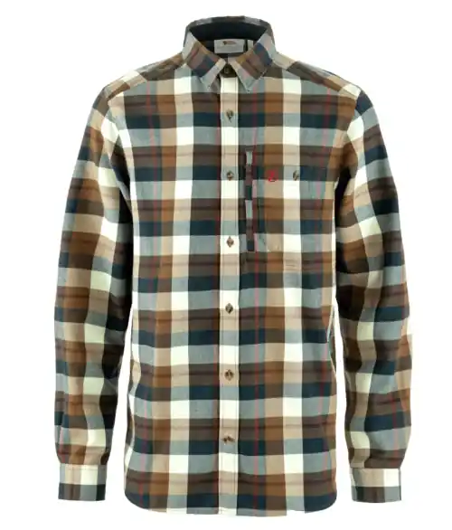 Men‘s Fjallglim Shirt - Wood Brown/Chalk White - Medium