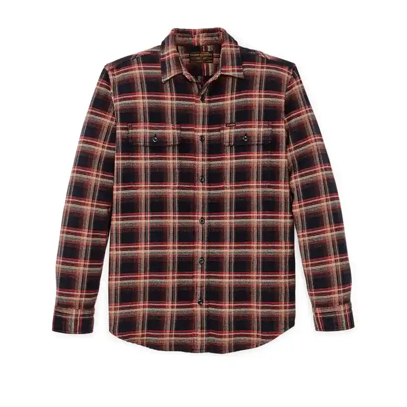 Men‘s Vintage Flannel Work Shirt - Black/Rust Multi - XXL