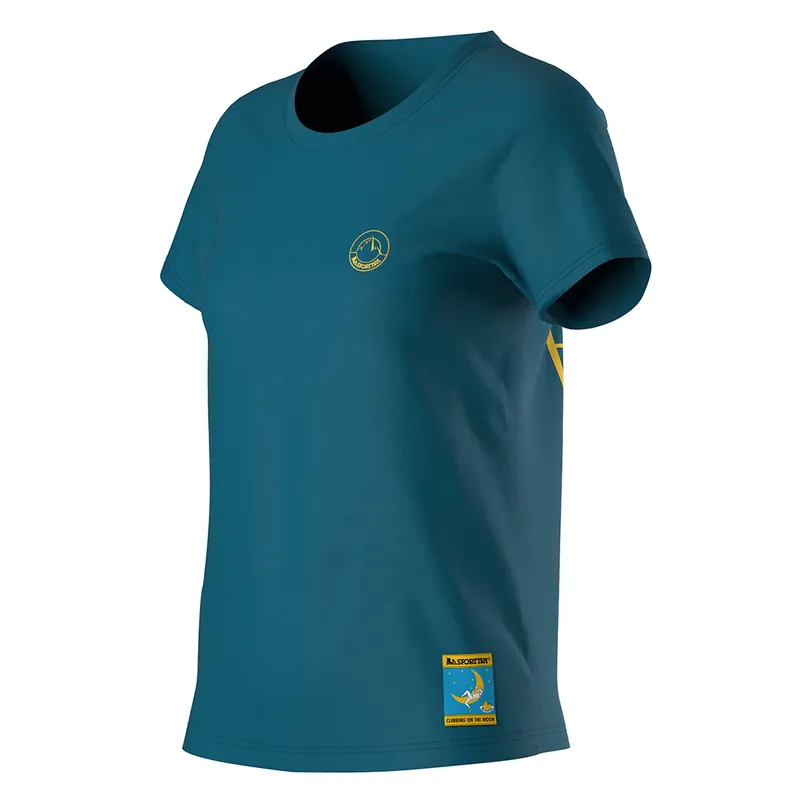 Women‘s Climbing On The Moon T-shirt - Turchese/giallo - XS