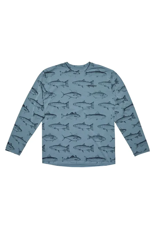 Men‘s Merino Everyday Ls Tee - Blue Fish - Large