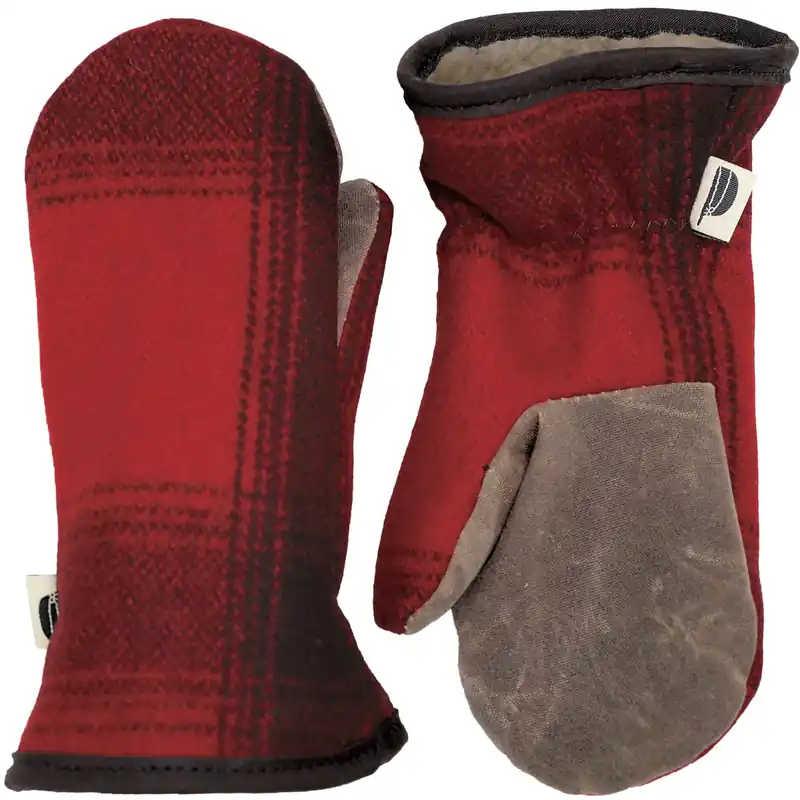 Kids Mitts - Red/black Plaid - Medium