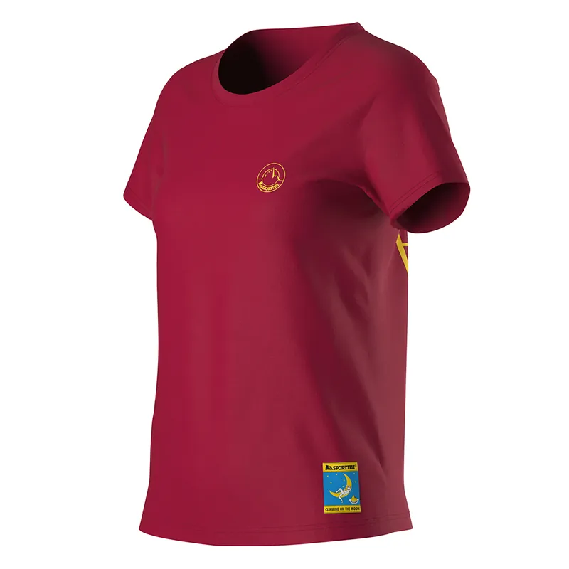 Women‘s Climbing On The Moon T-shirt - Fucsia/giallo - rge