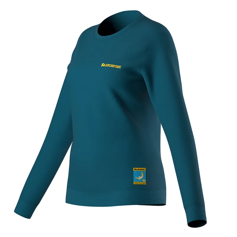 Women‘s Climbing On The Moon Sweatshirt - Turchese/giallo - rge