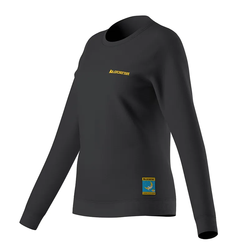 Women‘s Climbing On The Moon Sweatshirt - Carbon/giallo - rge