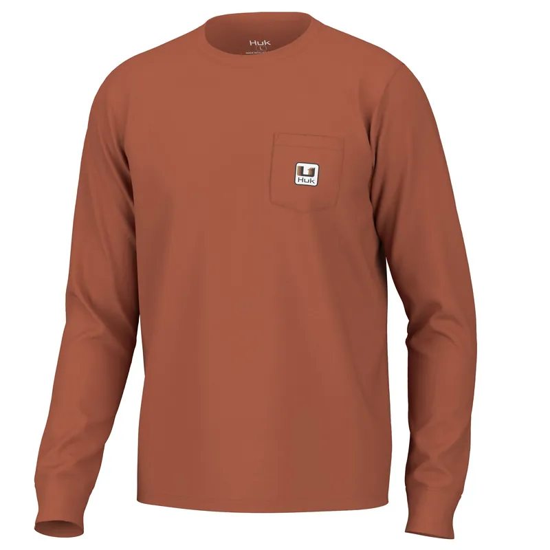 Men‘s U Patch Pocket Ls Tee - Baked Clay - Small