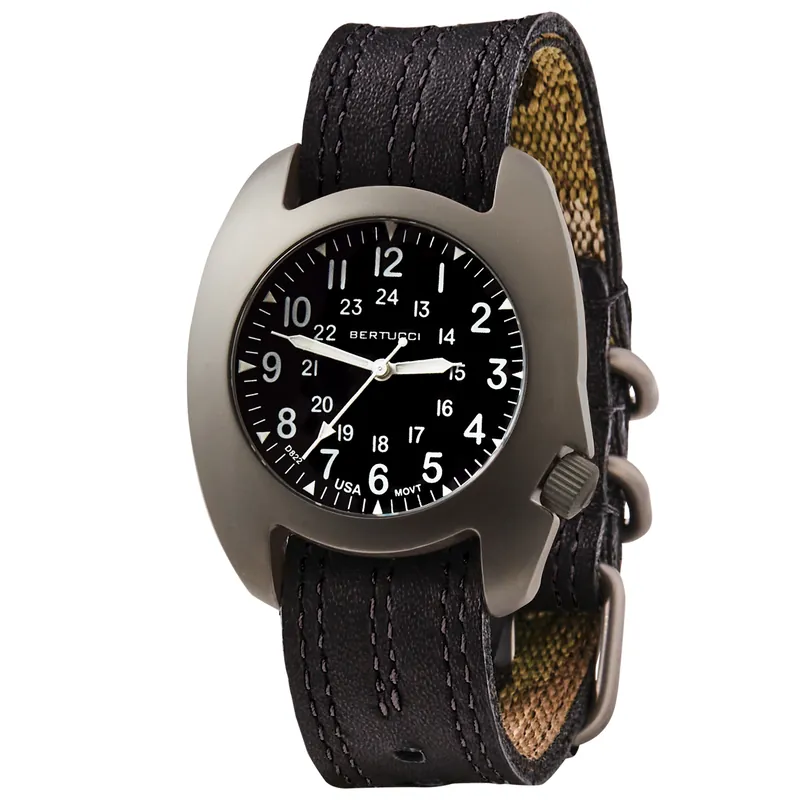 D-3t Retroform Epic - Black Dial- 325p Obsidian Black W/ Gray Stich Pantera Six Survival Leather Band