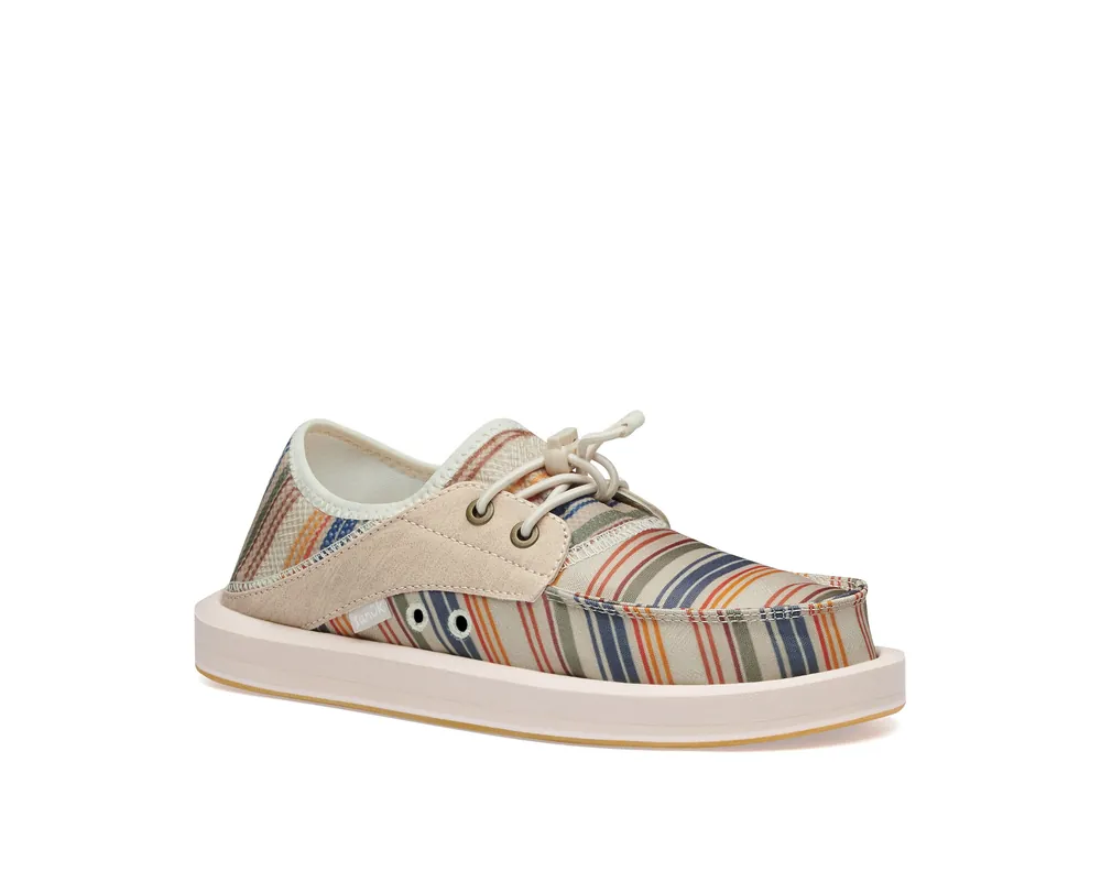 Women‘s Boatie St Print - Beige Coastal Stripe - 8