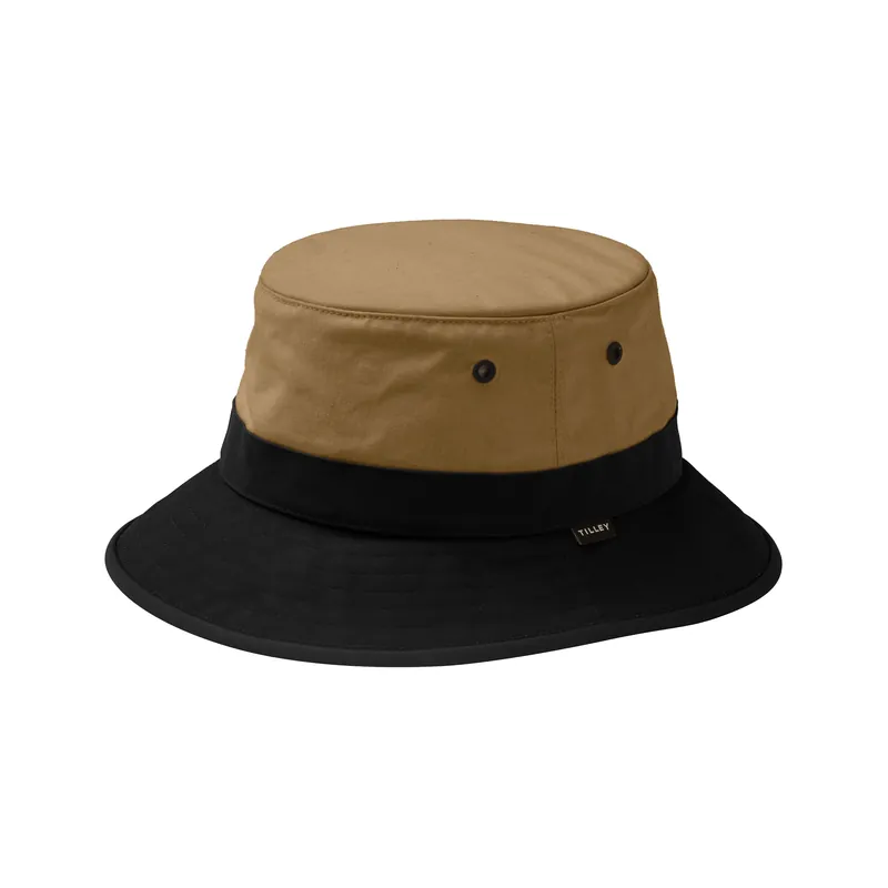 Colour Blocked Waxed Bucket - British Tan/black - Small